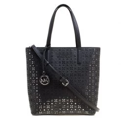 Michael Michael Kors Black Laser Cut Leather Medium Hayley Tote For Women