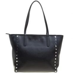 Michael Kors Black Leather Large Rivington Studded Tote For Women