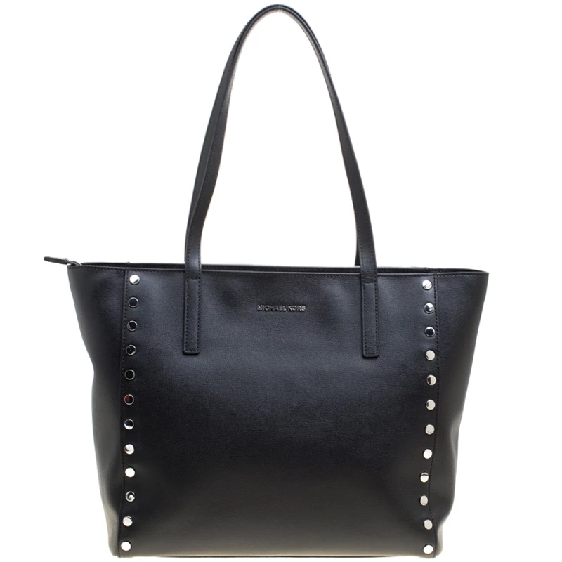 Michael Kors Black Leather Large Rivington Studded Tote For Women