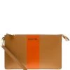 Michael Kors Tan/Orange Leather Large Center Stripe Daniela Wristlet For Women