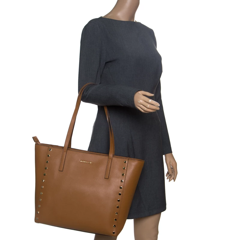 Michael Kors Tan Leather Rivington Studded Tote For Women - Image 2