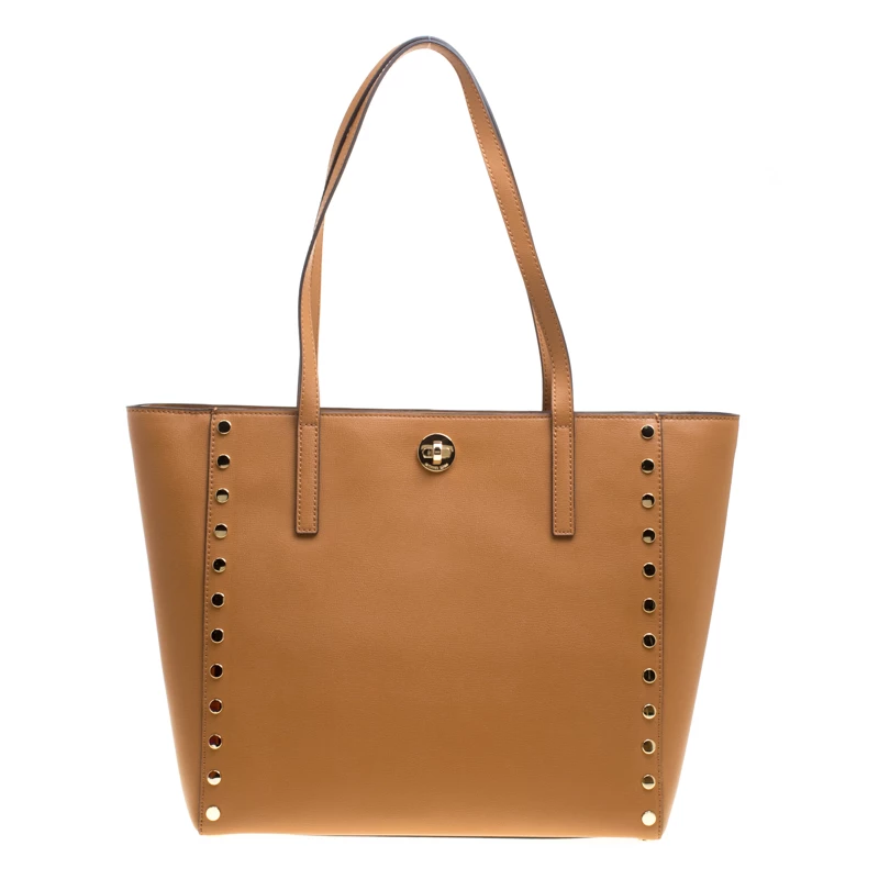Michael Kors Tan Leather Rivington Studded Tote For Women - Image 4