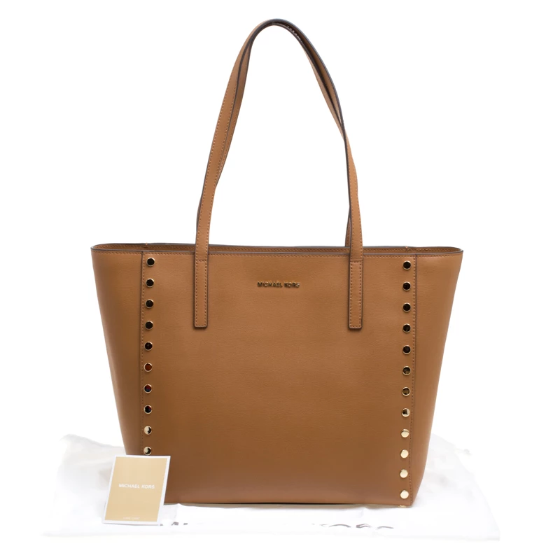 Michael Kors Tan Leather Rivington Studded Tote For Women - Image 9