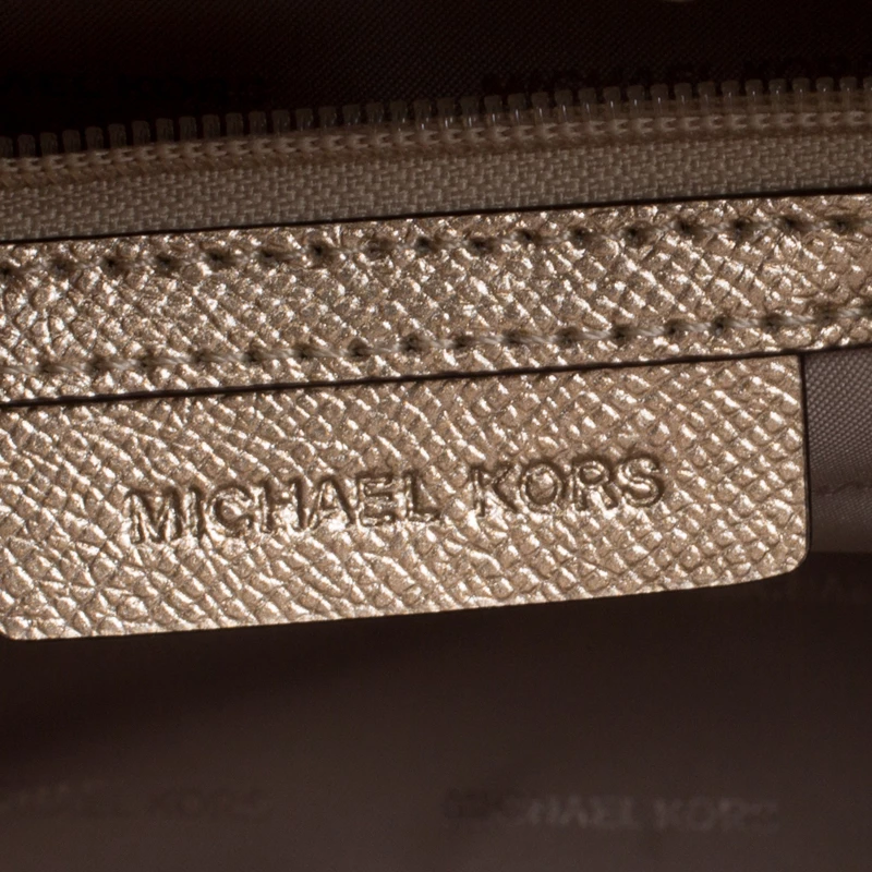 Michael Kors Light Gold Leather Maddie East West Top Zip Tote For Women - Image 8