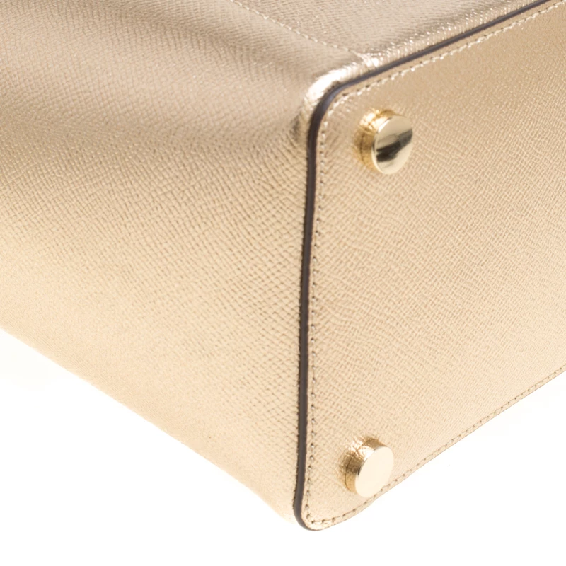 Michael Kors Light Gold Leather Maddie East West Top Zip Tote For Women - Image 10