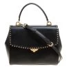 Michael Kors Black Leather Medium Ava Top Handle Satchel For Women