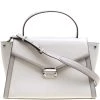 Michael Kors Grey Leather Large Whitney Top Handle Satchel For Women