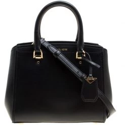 Michael Kors Black Leather Medium Benning Satchel For Women