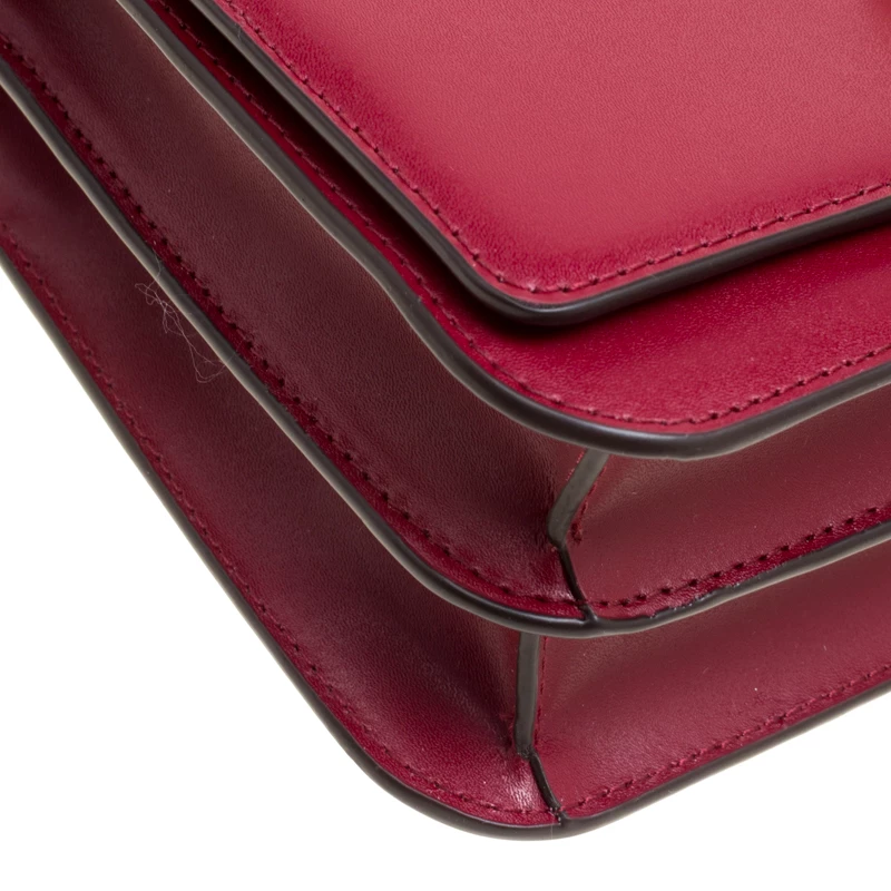 Michael Kors Maroon Leather Mott Chain Swag Shoulder Bag For Women - Image 10