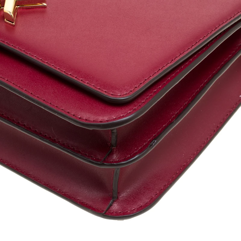 Michael Kors Maroon Leather Mott Chain Swag Shoulder Bag For Women - Image 11