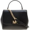 Michael Kors Black Leather Medium Mott Top Handle Satchel For Women