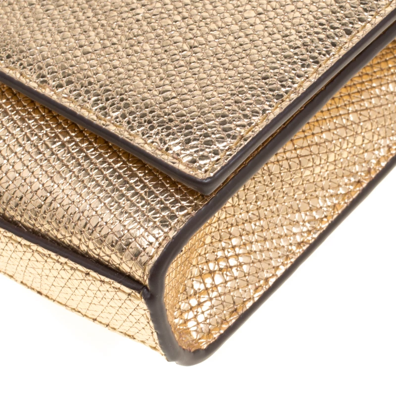 Michael Kors Light Gold Leather Mott East West Chain Clutch For Women - Image 11
