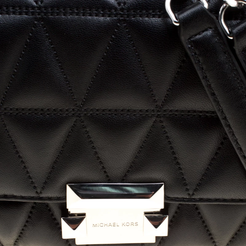 Michael Kors Black Quilted Leather Small Sloan Studded Chain Shoulder Bag For Women - Image 5
