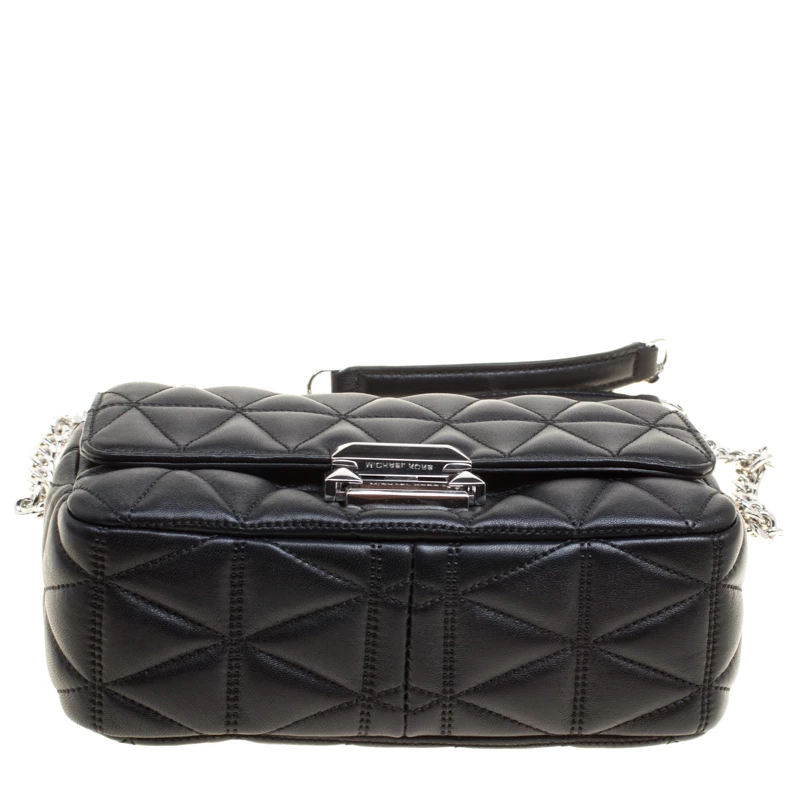 Michael Kors Black Quilted Leather Small Sloan Studded Chain Shoulder Bag For Women - Image 6