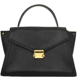 Michael Kors Black Leather Large Whitney Satchel Bag For Women
