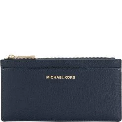 Michael Kors Blue Pebbled Leather Large Card Case For Women