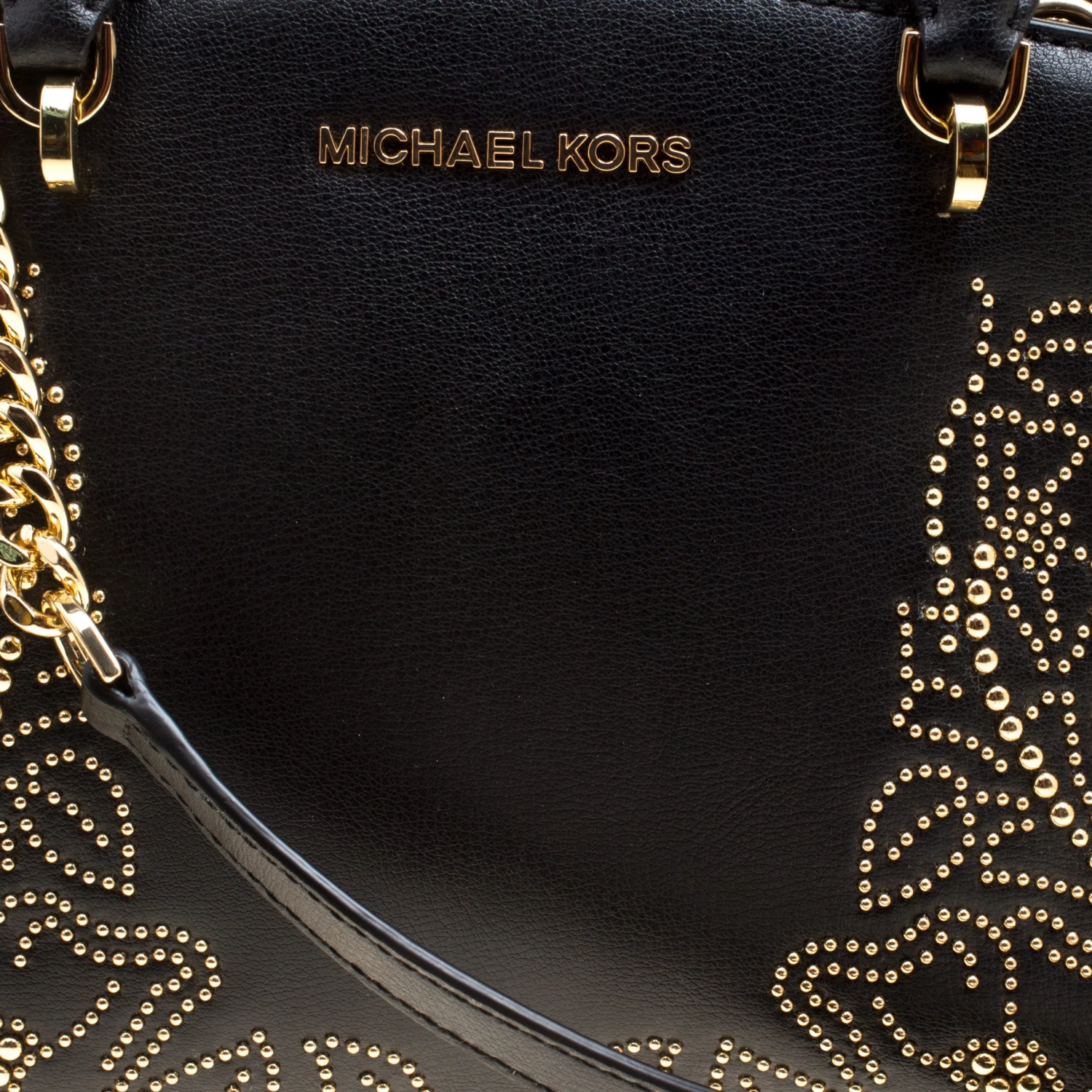 Michael Kors Black Leather Small Ellis Studded Top Handle Bag For Women - Image 5