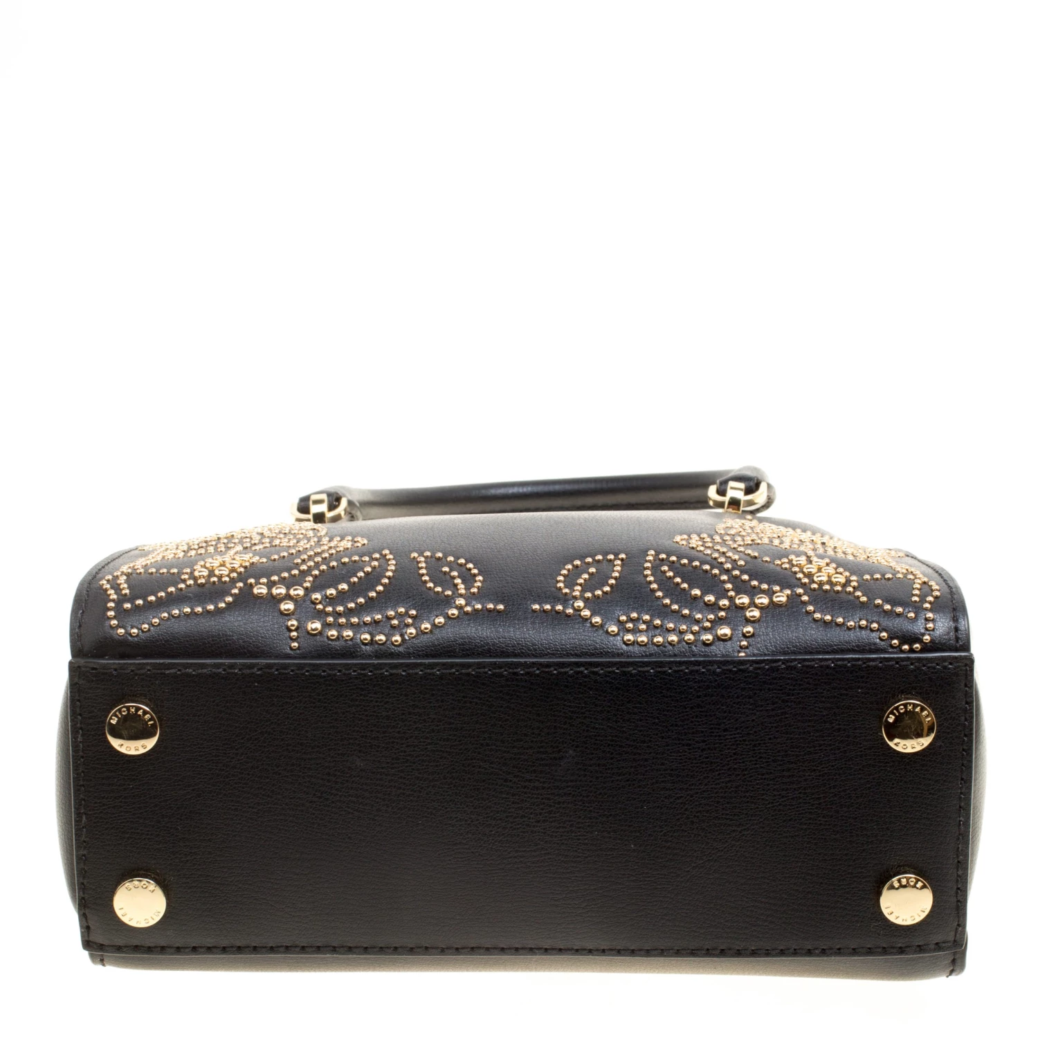 Michael Kors Black Leather Small Ellis Studded Top Handle Bag For Women - Image 6