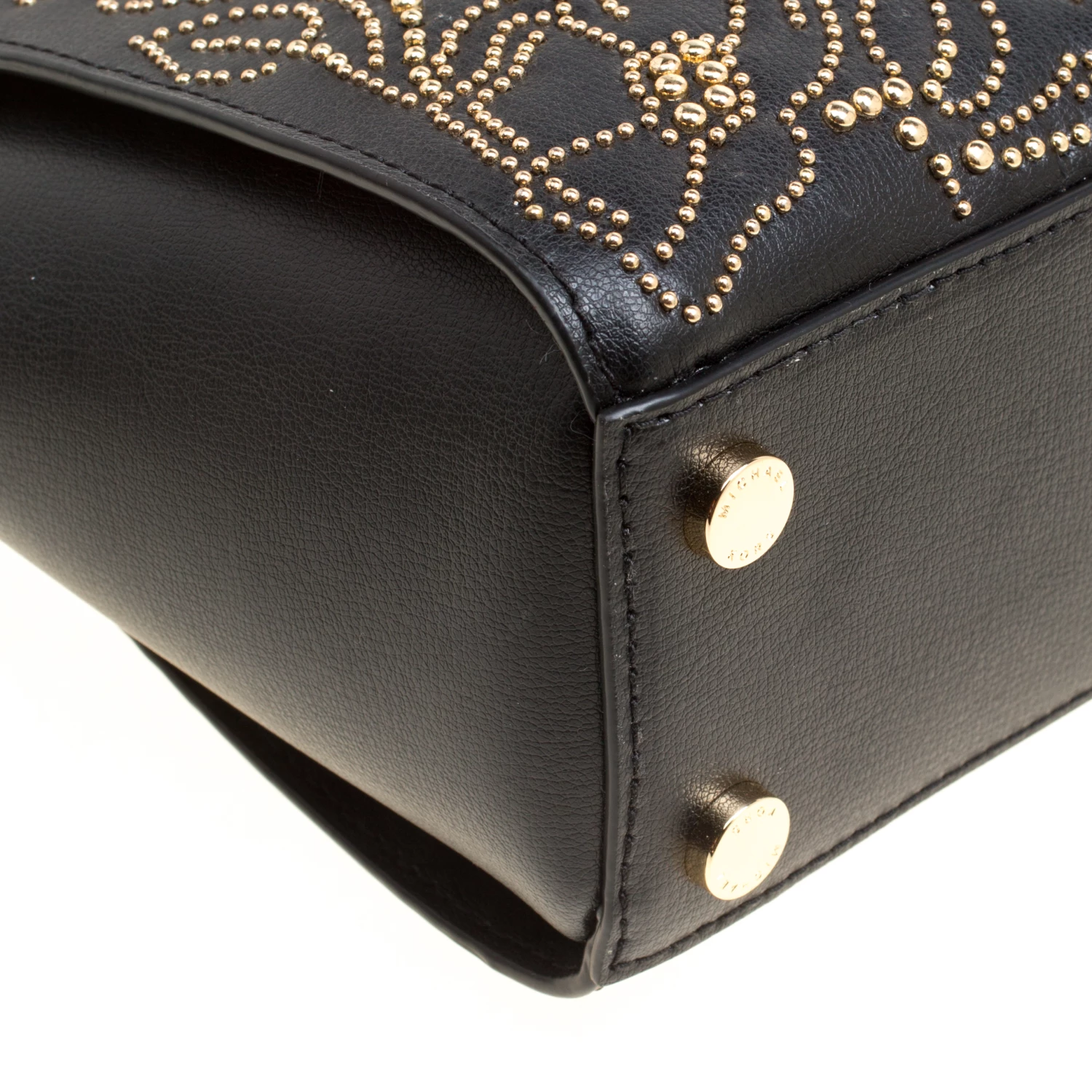 Michael Kors Black Leather Small Ellis Studded Top Handle Bag For Women - Image 10