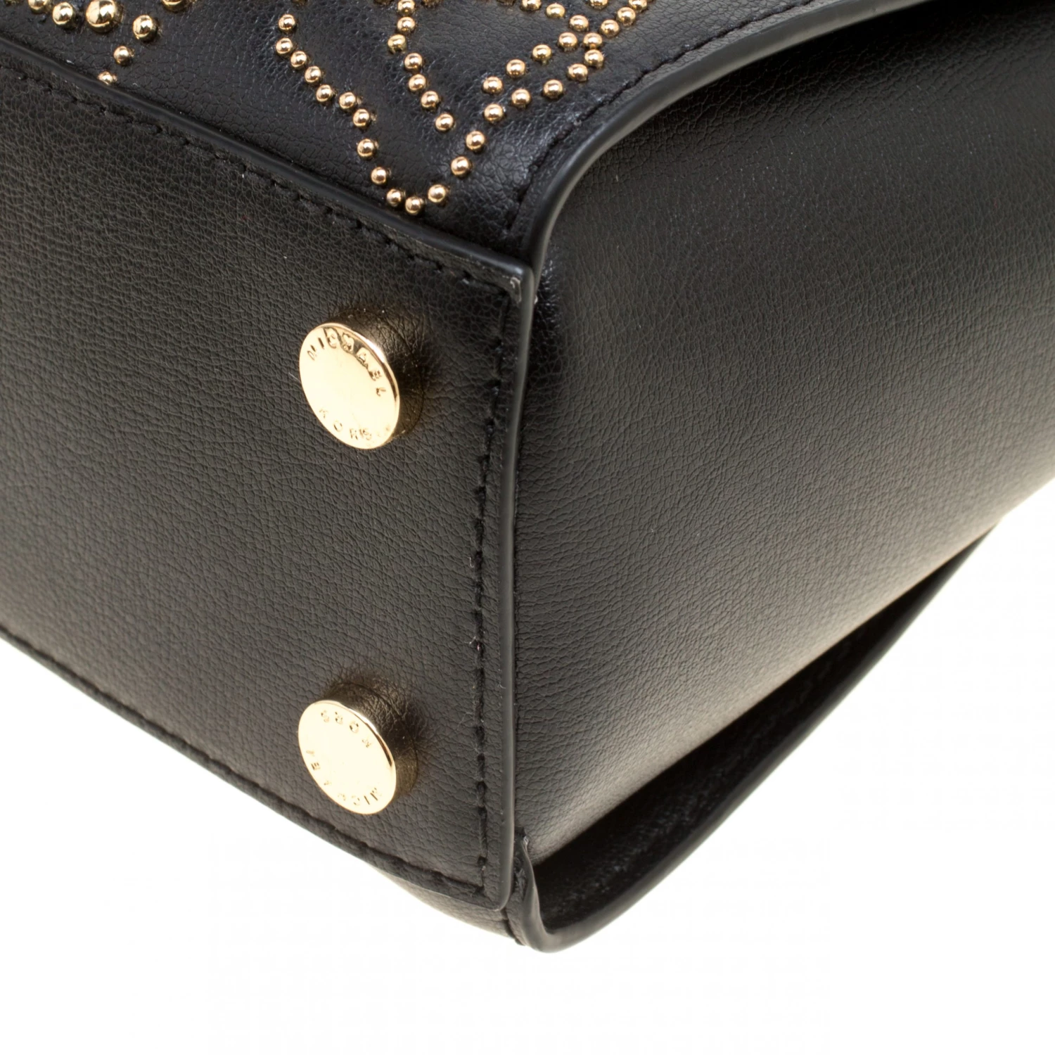 Michael Kors Black Leather Small Ellis Studded Top Handle Bag For Women - Image 11