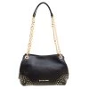 Michael Kors Black Leather Medium Studded Chain Shoulder Bag For Women