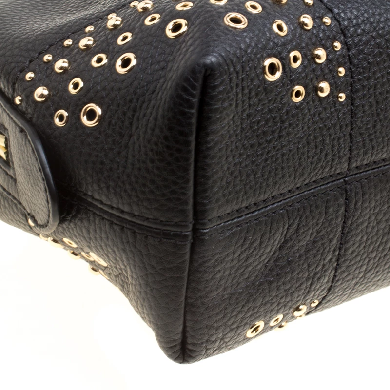 Michael Kors Black Leather Medium Studded Chain Shoulder Bag For Women - Image 10