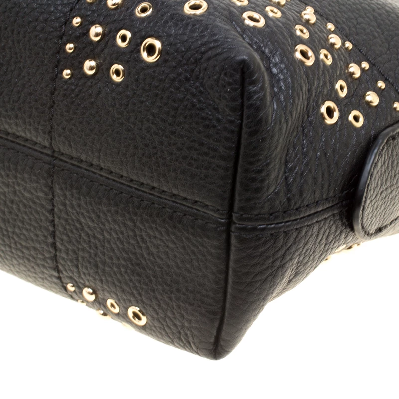 Michael Kors Black Leather Medium Studded Chain Shoulder Bag For Women - Image 11