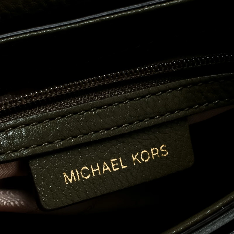 Michael Kors Olive Green Leather Moroccan Saddle Messenger Bag For Women - Image 8