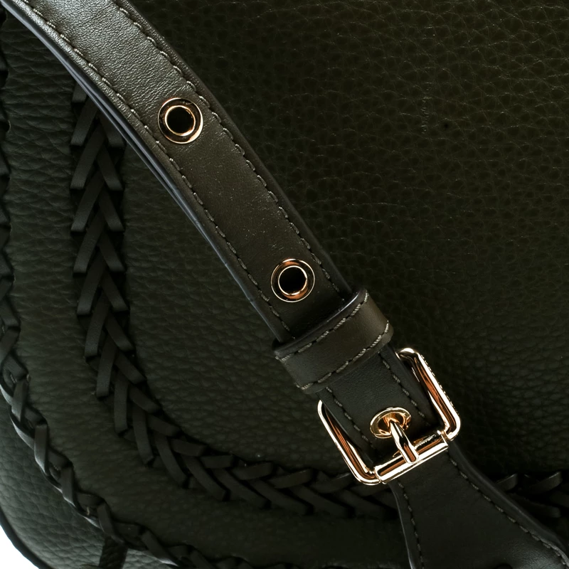 Michael Kors Olive Green Leather Moroccan Saddle Messenger Bag For Women - Image 5