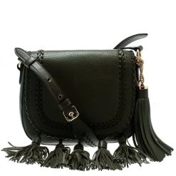 Michael Kors Olive Green Leather Moroccan Saddle Messenger Bag For Women