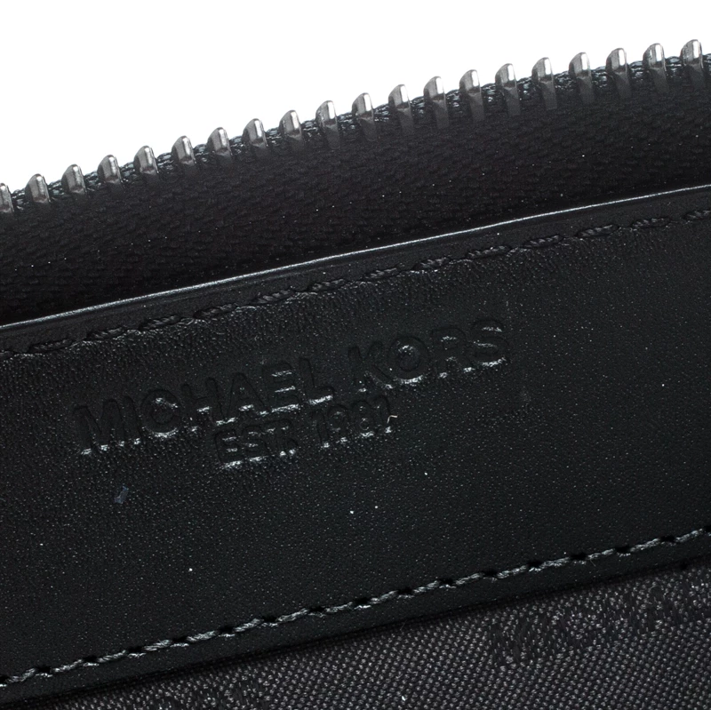 Michael Kors Black Signature Coated Canvas Zip Around Wallet For Women - Image 7
