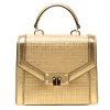 Michael Kors Gold Straw And Leather XS Kinsley Top Handle Crossbody Bag For Women