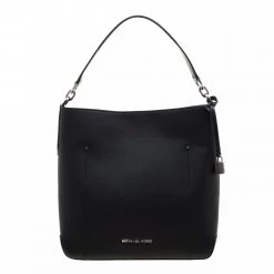 Michael Kors Black Leather Large Hayes Bucket Shoulder Bag For Women