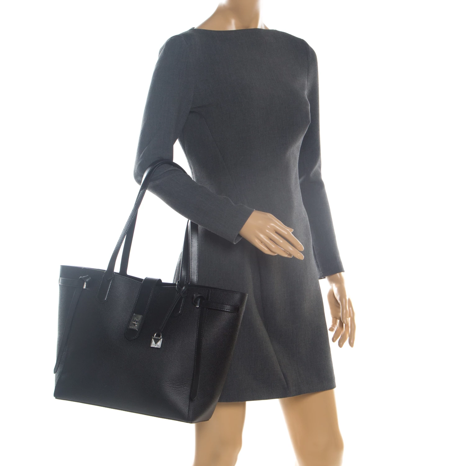 Michael Kors Black Leather Large Cassie Tote For Women - Image 2