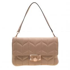 Michael Kors Beige Leather Large Peyton Clutch For Women