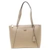 Michael Kors Beige Leather Medium Maddie East/West Top Zip Tote For Women
