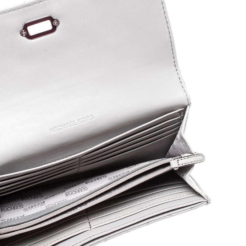 Michael Kors Micheal Kors Grey Quilted Leather Astrid Wallet For Women - Image 2