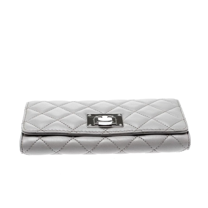 Michael Kors Micheal Kors Grey Quilted Leather Astrid Wallet For Women - Image 6
