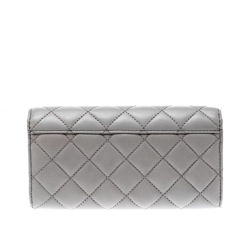Michael Kors Micheal Kors Grey Quilted Leather Astrid Wallet For Women - Image 4