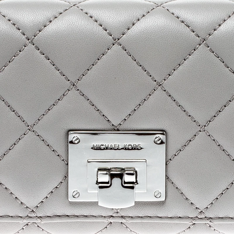 Michael Kors Micheal Kors Grey Quilted Leather Astrid Wallet For Women - Image 5