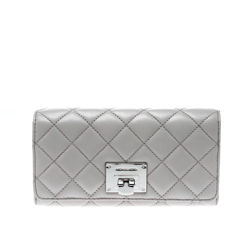 Michael Kors Micheal Kors Grey Quilted Leather Astrid Wallet For Women