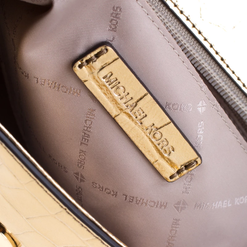 Michael Kors Metallic Gold Leather Karla Satchel For Women - Image 8