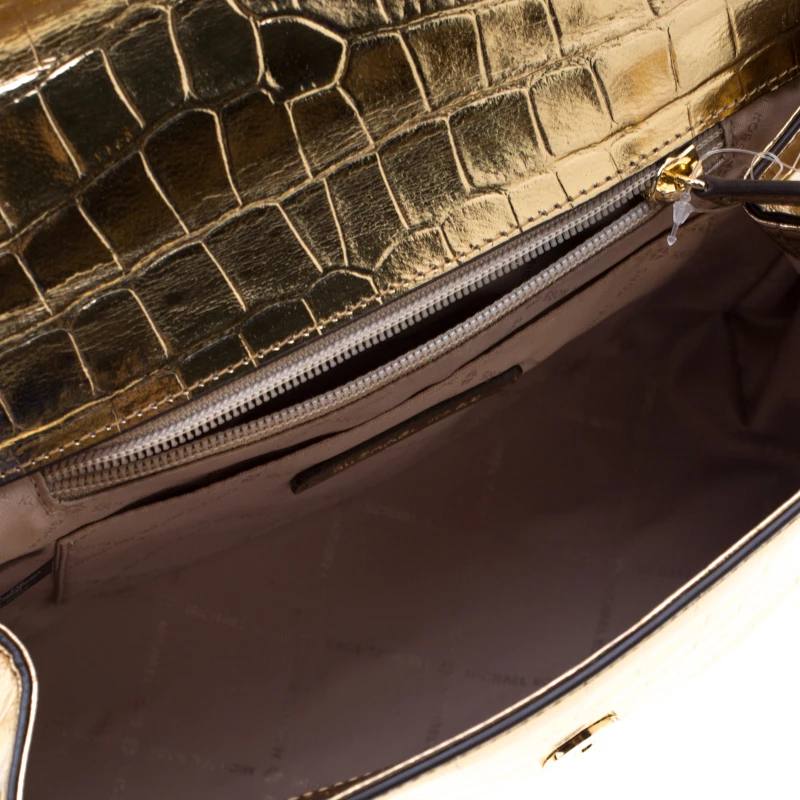 Michael Kors Metallic Gold Leather Karla Satchel For Women - Image 7