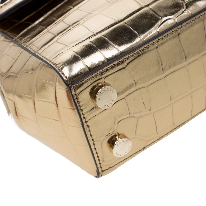 Michael Kors Metallic Gold Leather Karla Satchel For Women - Image 11