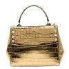 Michael Kors Metallic Gold Leather Karla Satchel For Women