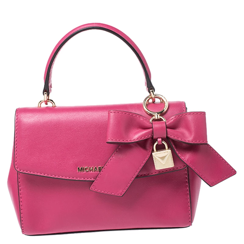 Michael Kors Ultra Pink Leather Mini Ava Top Crossbody Bag For Women