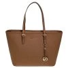 Michael Kors Brown Leather Medium Jet Set Travel Tote For Women