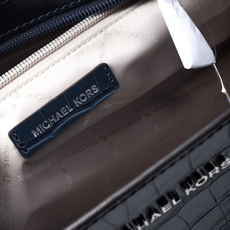 Michael Kors Navy Blue Crocodile Embossed Leather Selma Tote For Women - Image 9