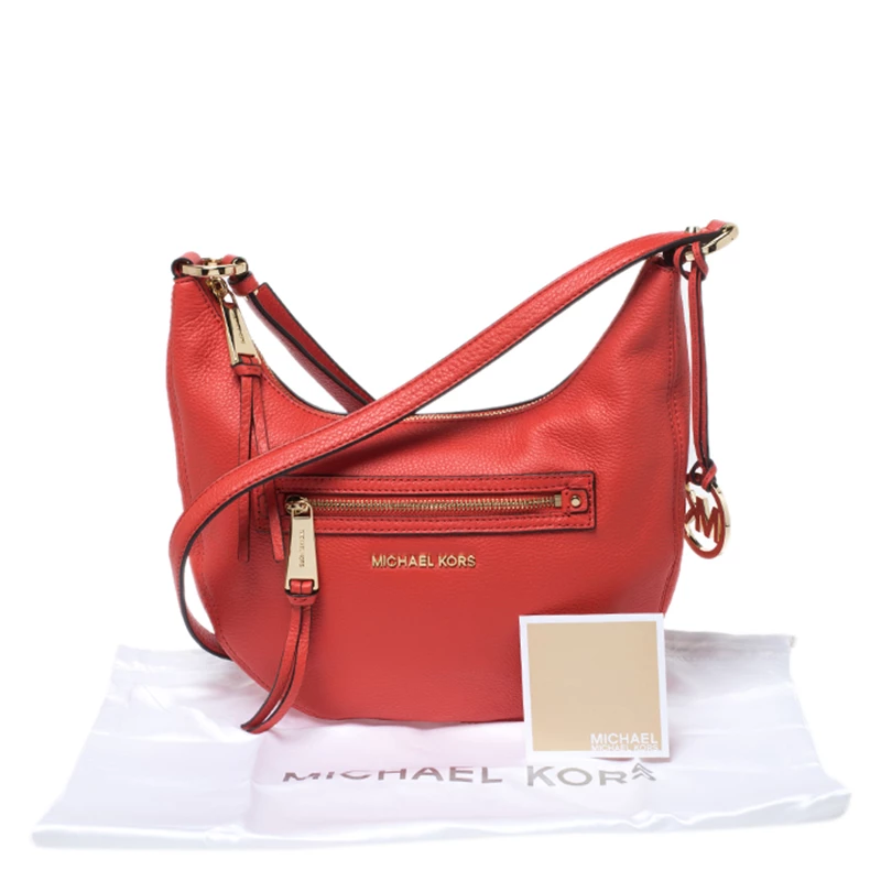 Michael Kors Orange Leather Croossbody Bag For Women - Image 9