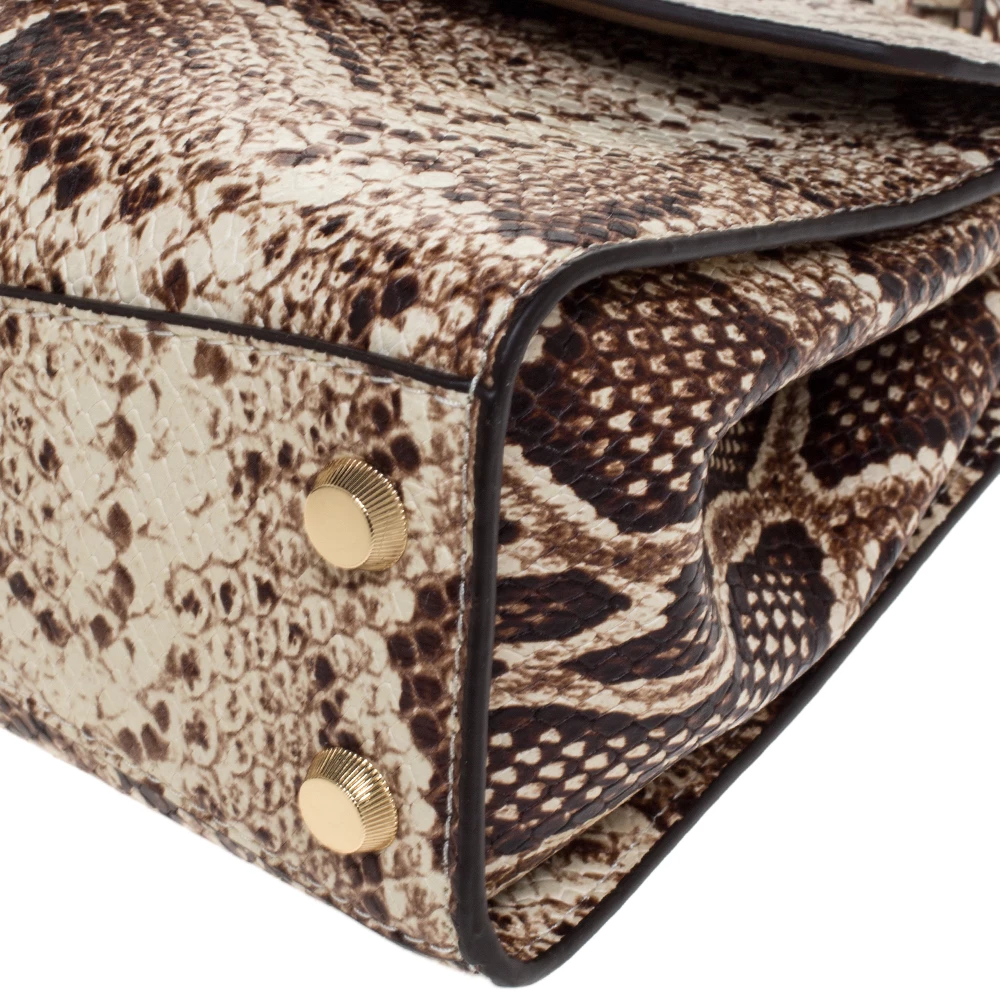 Michael Kors Beige Python Embossed Bleecker Top Handle Bag For Women - Image 11